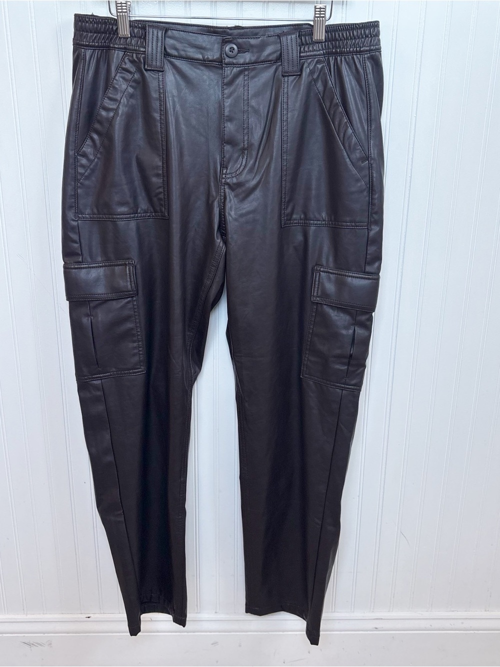 American Eagle Women’s Size 14 Brown Faux Leather Stretch Cargo Pants Utility